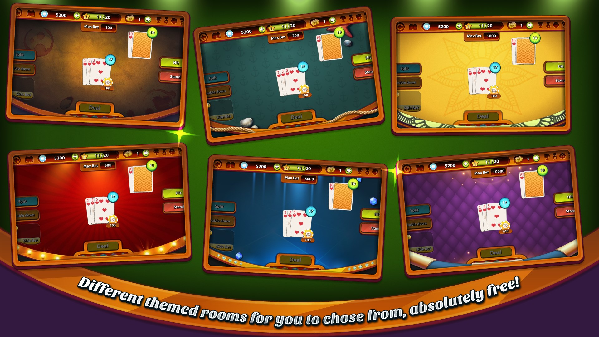 Different themed rooms for you to choose from.